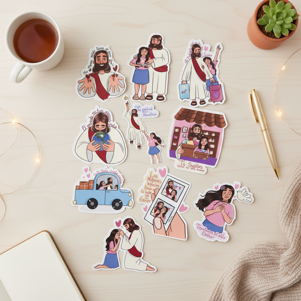 Stickers Jesus conmigo está (Pack x10)